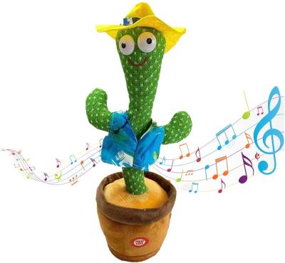 China Cute Cotton 120 Songs Stuffed Flowerpot Twisting Talking Dancing Cactus Doll Singing Music Cactus Plush Toy for sale