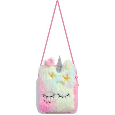 China Wholesale Cute Creative Colorful Plush Unicorn Zipper Mini Wallet Ladies Plush Coin Purse New for sale