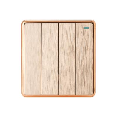 China Residential / Multipurpose Gold Wood Grain Wall Four In A Wall Electrical Switch BS1363 / SS146 National Standard for sale