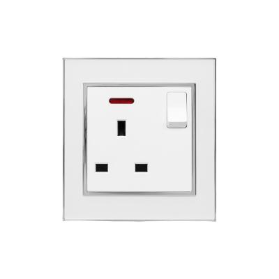 China Wenzhou Residential / Multipurpose China Made Acrylic Frame 13a Single Socket With Led Wall Light Power Switch for sale