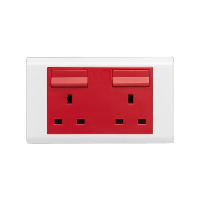 China Single Panel 250V UK Modern Style Red Customizable Standard Wall Socket Residential / Multipurpose Dual Ground Switch for sale