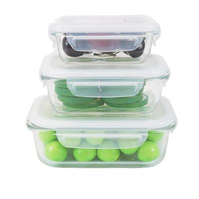 China Microwave Save Borosilicate Glass Microwavable Food Container With 4 Lock for sale