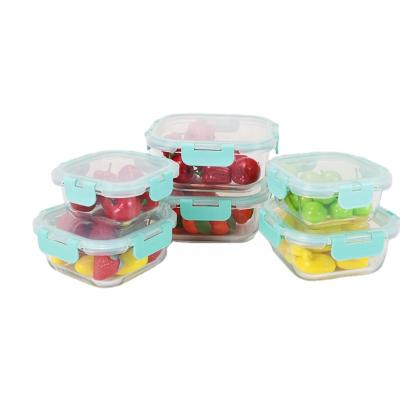 China High Borosilicate Square Microwave Glass Food Container Bento Box Microwavable Glass Lunch Box for sale