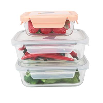 China Vacuum Glass Food Storage Containers Microwavable Glass Air Tight/Meal Prep/Vented Lid Glass Food Container for sale