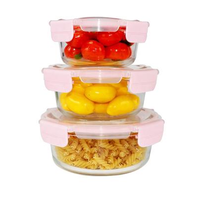 China 100% Microwavable bpa free borosilicate glass food container top set airtight food container glass for sale