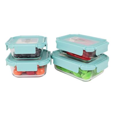 China Microwavable GLASS Storage Container Eco-Friendly Glass Instant Container Airtight Glass Food Container for sale