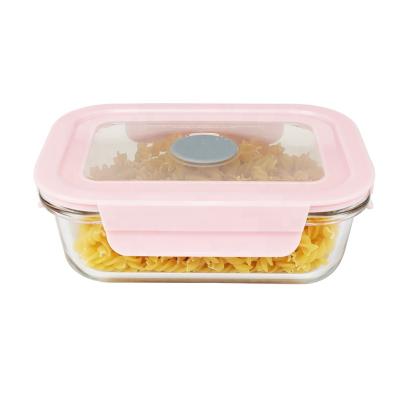 China Microwavable 100% BPA Borosilicate Food Self Storage Container Set Glass Airtight Glass Food Container Set for sale