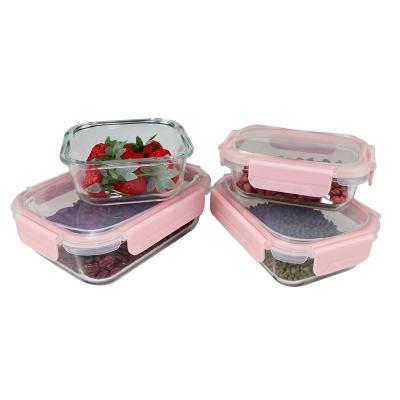 China Wholesale Microwavable Airtight Borosilicate Glass Food Storage Jar With Lid Glass Lunch Bento Box for sale