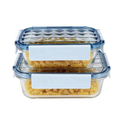 China Clear Glass Food Storage Container Microwavable Heat Resistant Glass Lunch Box Rectangle Shape Bento Food Box for sale