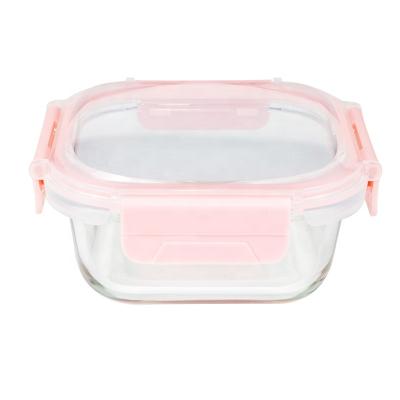 China Microwavable square bento box/tempered glass lunch glass container/stackable glass food container for sale