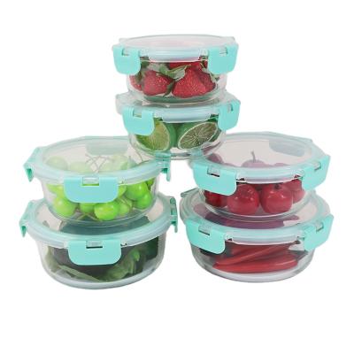 China Microwavable Microwavable Air Tight Food Storage Container Glass Food Storage Container Set With Airtight Lid for sale