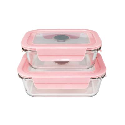 China Hot Selling Amazon Glass Food Storage Containers Set Microwavable Glass Food Container for sale