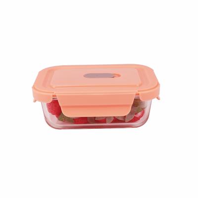 China Microwavable Leakproof Lunch Box Set Glass Food Containers With Vented Hole for sale