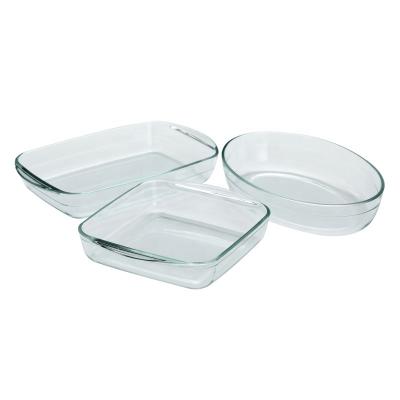 China 100% Sustainable BPA Free High Borosilicate Glass Bakeware Set Plate Baking Pan for sale