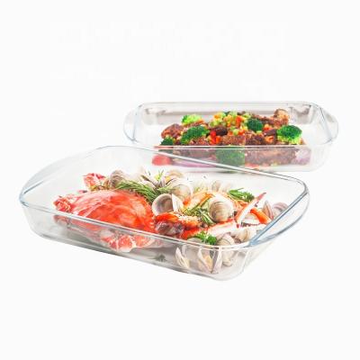 China Durable Bakeware High Borosilicate Glass Oval Rectangle Glass Dish Oval Baking Heat Resistant Sets for sale