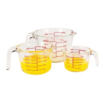 China 250ml 500ml 1000ml high viable borosilicate jug measuring cup glass-glass measuring milk jug set with measurements for sale