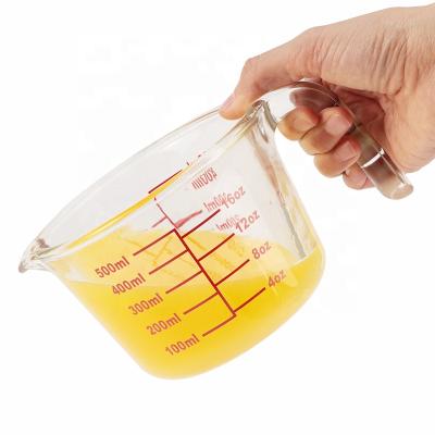 China Factory price 250ml 500ml 1000ml high borosilicate measuring cup viable glass measuring cup for kitchen use for sale