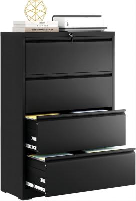 China 3 drawers black color lateral filing cabinet office furniture cabinet used in office warehouse home use for sale