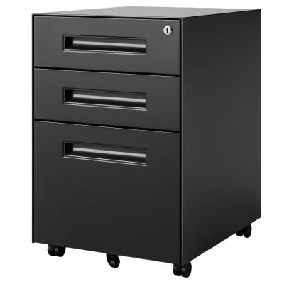 China 3 drawers black color mobile cabinet office furniture cabinet used in office warehouse home use for sale