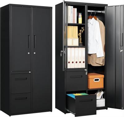 China 73x45x170CM black wardrobe cabinet office furniture cabinet used in household cabinet for sale