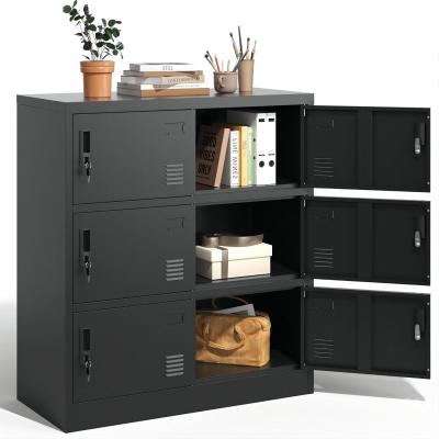 China 90x40x100CM 6 doors single black metal locker cabinet office furniture cabinet used in factory financial department for sale