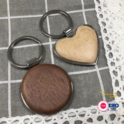 Κίνα Hot Sale product Custom LoGO Pendant Rectangle Heart Square Round  Wood Blank Metal  Wooden Keychain with  chains προς πώληση