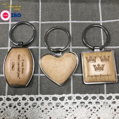 China Hot Sale Wood Keychain Blank Key Chain Custom Design Printed Laser Engraved Logo Key Tag Wooden Key Ring Te koop