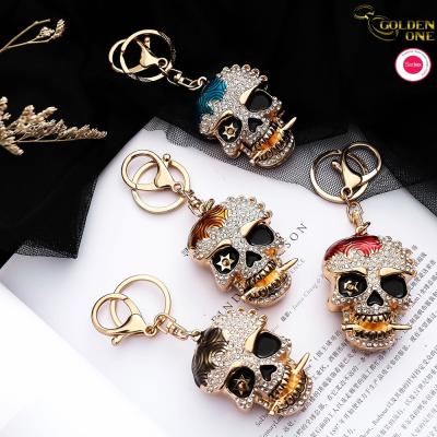 Κίνα New Manufacturers European American diamond Ghost head creative epoxy metal 3d hip hop car keychain for bag pendant προς πώληση