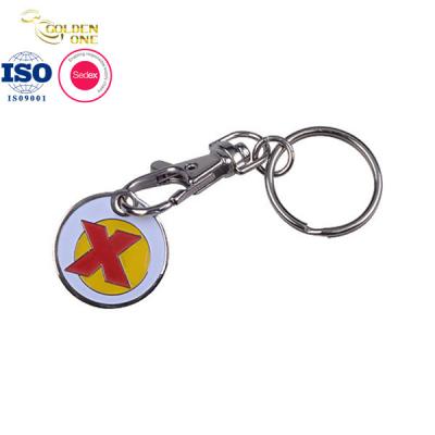 China O Keyring simbólico do trole do metal do suporte da porta-chaves da moeda do supermercado personalizou a corrente chave à venda