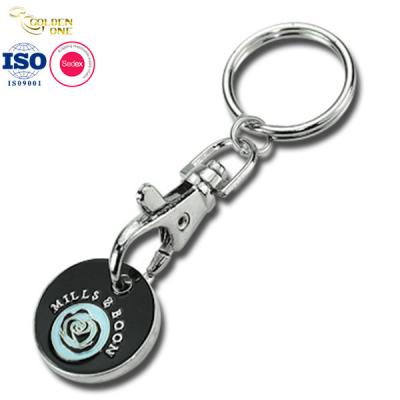 China Suporte personalizado de Chip Custom Zinc Alloy Token do carrinho de compras da corrente chave da moeda do trole à venda