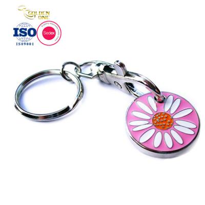 China Imprimindo o Keyring do trole da compra, chave abobadada redonda Ring Coin Holder da etiqueta à venda