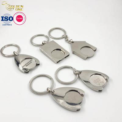 China Suporte personalizado Keyring da moeda do carrinho de compras da corrente chave de Angel Laser Euro Trolley Coin à venda