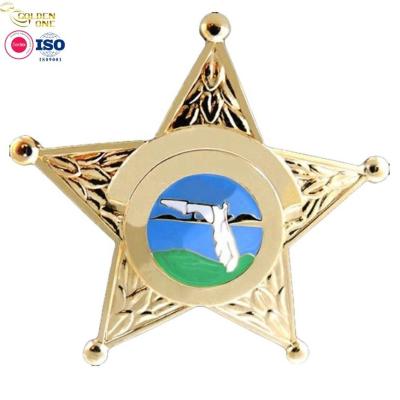 중국 Hot Sale USA Shiny Gold Plated Soft Enamel Emblem Brooch Designer Metal Pins Zinc Alloy Star Badge For Gift 판매용