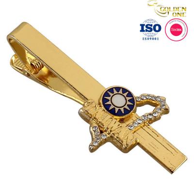 China Gold Diamond Shirt Tie Clip Custom, der für Geschäfts-Geschenk überzieht zu verkaufen