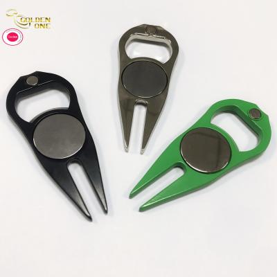 China Venta caliente 25mm de forma personalizada lujoso mármol magnético Golf en blanco Accesorios de pelota de metal de golf Marcador de metal de golf Divot en venta