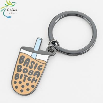 China personalizado lindo esmalte duro de leche de burbujas llaveros de té de la leche de boba colgante personalizado llavero de la burbuja de té de boba en venta