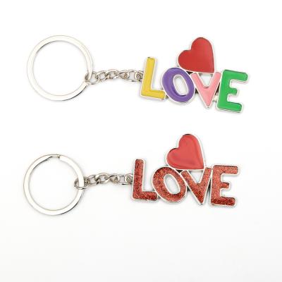 China China fábrica de diseño personalizado 2D 3D regalo del día de San Valentín amor romántico forma de corazón llavero anillo para los regalos de pareja en venta