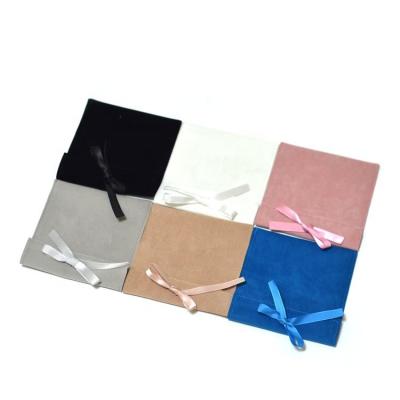 China Eco - Friendly Custom Colored Multi - Size Envelope Suede Jewelry Pouch With Ribbon Tie for sale