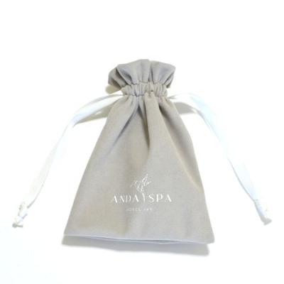 China Eco - Friendly High End Custom Logo Printed Thick Suede Ribbon Drawstring Pouch Bag for sale