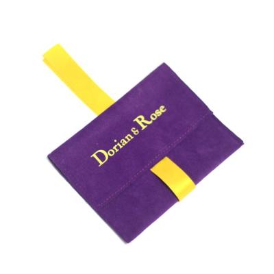 China Purple Shock Resistance Custom Suede Jewelry Envelope Pouch With Two Interior Pockets Divider for sale