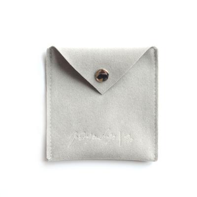 China Custom Small Button Suede Custom Small Button Suede Shock Resistance Designer Bags Shape Flap Jewelry Pouch for sale