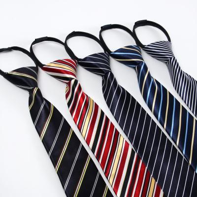 China Wholesale Cheap Son Microfiber Made Zipper Tie Jacquard Woven Striped Design Custom Uniform for sale