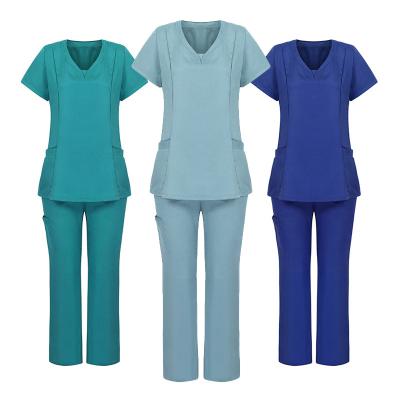 China Eco-Friendly Custom V-Neck Short Sleeve Tops Jogger Pants Medical Nursing Scrub Uniform Scrub Sets Women Hospital Uniform Uniforms for sale