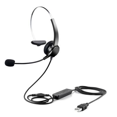 China Noise Canceling Cheeta USB Noise Canceling Phone Headsets Single Headset Earpiece USB Headset Call Center for sale