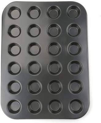 China Non Stick Cup Cake Bun Tray 24 Cavity Sustainable Roll Making Pan With Removable Bottom Custom Bake Shaped Bakery for sale