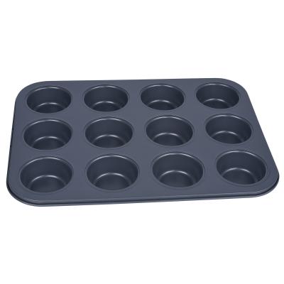 China Sustainable Non-Stick Coating Pans Private Label Custom Made In Italy 12 Muffin Tray 12 Cupcakes Tray For Baking for sale