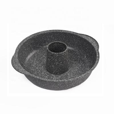 China Marble Viable Collection Gray Dot Cylinder Shaped Non-Stick Coating 14 Inch Round Carbon Steel Deep Bread Bundt Cake Pan for sale