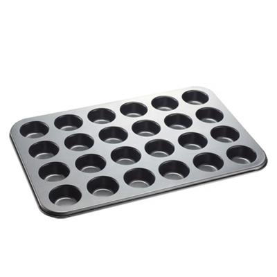 China Large Size Mini Micro Round Molds Carbon Steel Cups Non Viable Stick 24 Cavity Cupcakes Baking Tray Muffin Pan for sale