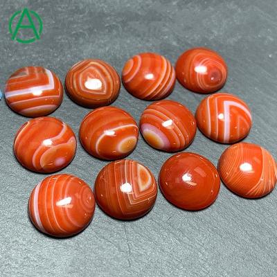 China None ArthurGem Agate Natural Green Red Agate Round Cabochon, Gemstone Cabochons For Ring Making for sale