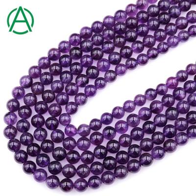 China None Natural Round 12mm ArthurGem Amethyst Stone Loose Beads 4mm 6mm 8mm 10mm For Jewelry Making for sale